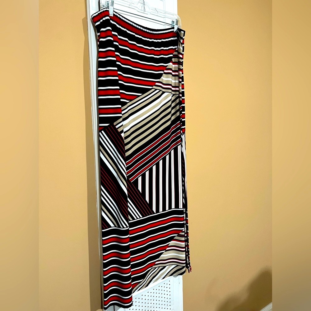 Susan Graver Liquid Knit Full Length Skirt with side slit.